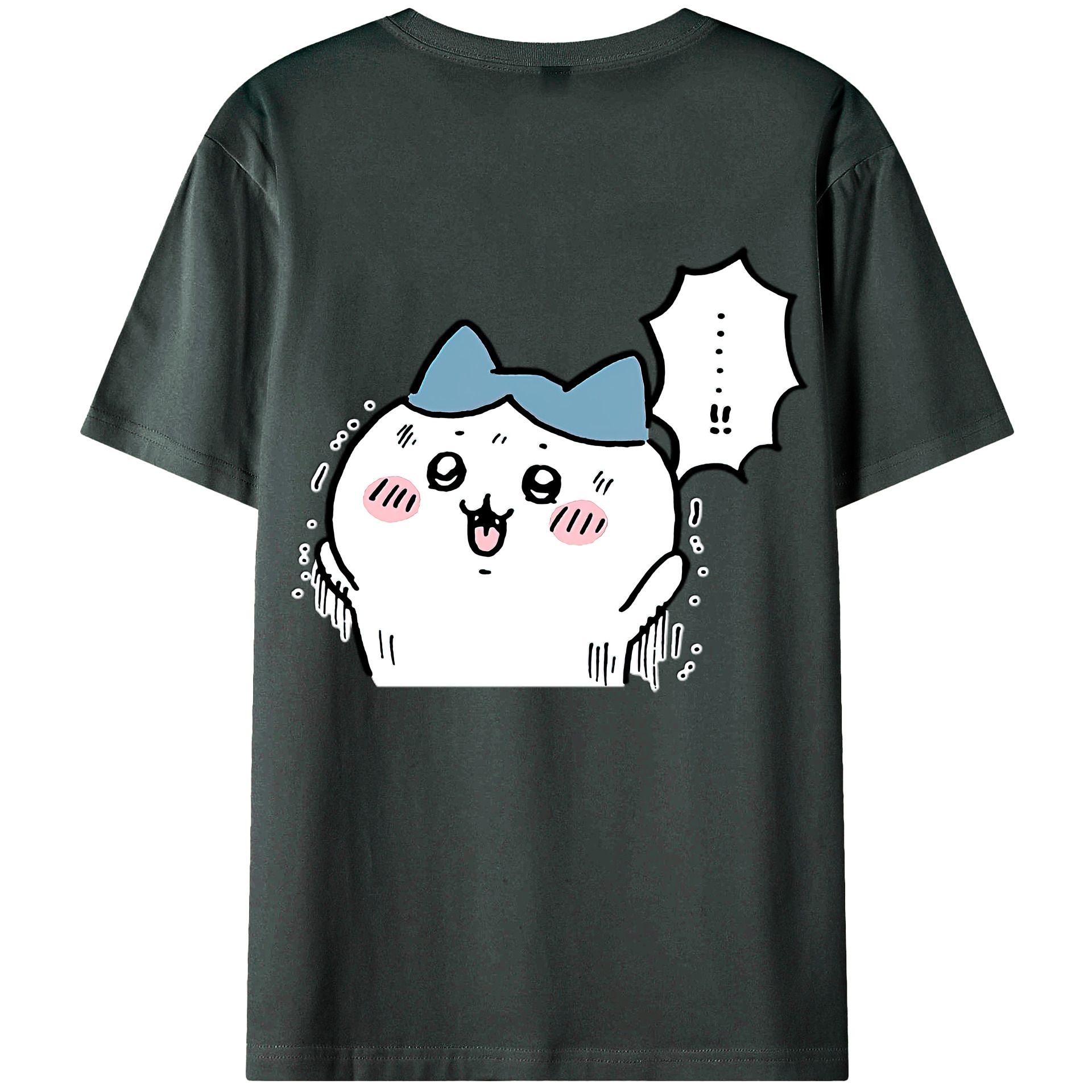 （画像用） ちいかわ ハチワレ Chii-kawa hachiware 綿100％ メンズ半袖Tシャツ（バックプリント） 通気性